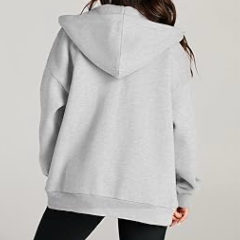 EFAN Women's Gray Zip-Up Drawstring Hoodie Fall Jacket Oversized Sz M - Picture 2 of 11